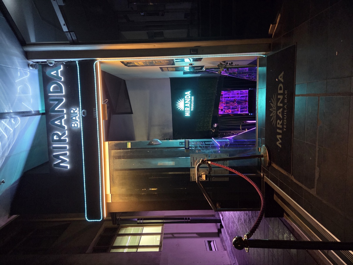 The Miranda Bar entrance on Flinders Lane at night